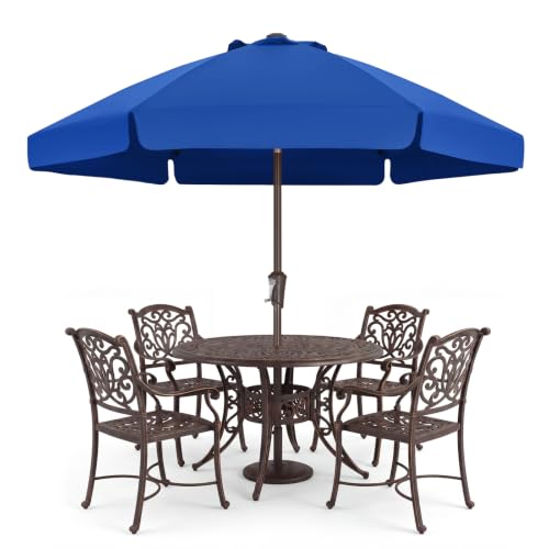 Image of ABCCANOPY 7.5ft Scalloped Patio Umbrella, Outdoor Table Umbrella with Tilt and Crank, Fiberglass Ribs Deck Umbrella for Patio, Pool, Garden, Picnic (Blue)