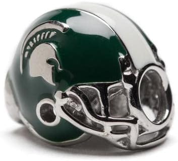 Stone Armory Bead for MSU Spartans – Michigan State Charm Features Football Helmet – Stainless Steel Compatible with Pandora Bracelets – MSU Jewelry - Gift for Fans & Alumni