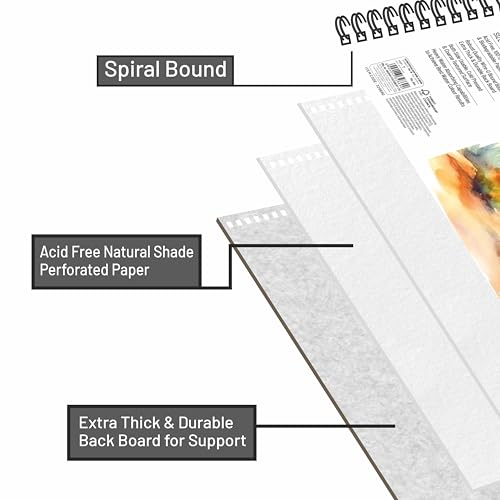 Image of Anupam Artists Watercolour Wire-O Book 200 GSM Cold Pressed A4 40 Pages for Watercolour, Gouache, Ink, Acrylic, Wet & Mixed Media, Art Painting, Drawing for Artists & Amateurs