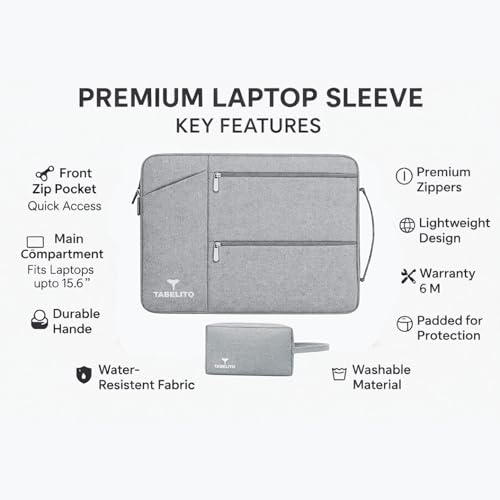 Image of Tabelito Hybrid 15.6 inch Laptop Bag Sleeve Cover with Box for 15.6 inch HP /Dell /Accer /Apple /Asus /Lenovo /Ultrabook /Razer Etc.-Grey 15.6 INCH
