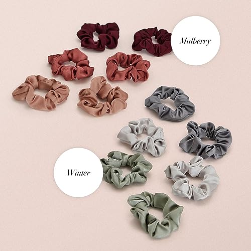 Image of Kitsch Satin Scrunchies for Women - Softer Than Silk Scrunchies | Hair Ties No Damage for Frizz-Free Sleep | Perfect for Day or Night Hair Accessories - Mulberry, 6pcs
