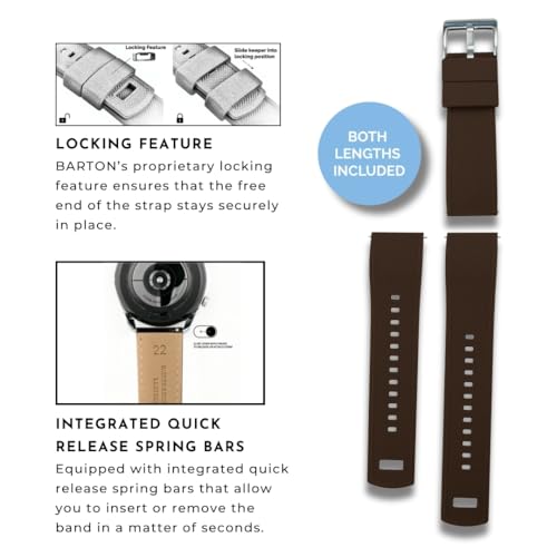 image for BARTON WATCH BANDS 20mm Brown/Khaki - Elite Silicone Watch Bands - Qui