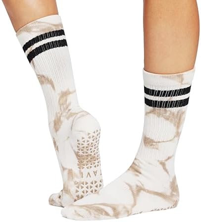 TAVI Kai Crew Grip Socks for Women - Pilates Socks with Non-Slip Grips, Arch Support - Wear for Yoga, Barre, Studio Workouts