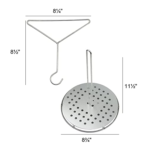 Buxiffod Turkey Fryer Rack, Poultry Deep Frying Rack Bbq Vertical Chicken Roaster Holder Deep Fry Pot Grill Aluminum Racks With Chrome Finish Wire Handle Lifter Hook Detachable #TOP1