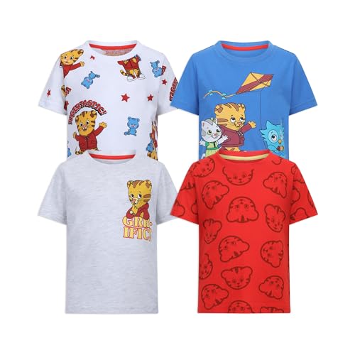 Daniel Tiger's Boys 4 Pack Short Sleeve T-Shirt for Toddler to Big Kids