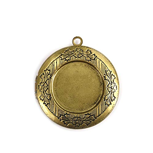 Lanbeide 5 Pcs Round Photo Locket Wholesale Antique Brass Necklace Pendant&Charm Blank Base
