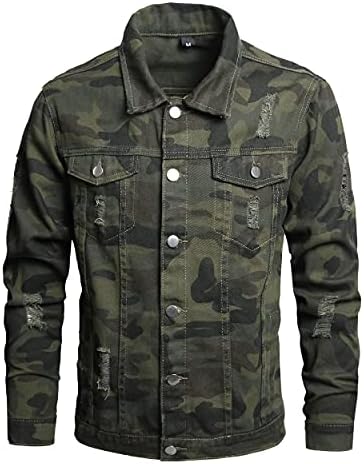 JCBYTJSW Jean Jacket for Men,Ripped Slim Denim Jacket Men（7712-BL-S