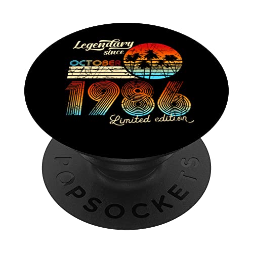 Legendario De Cumpleaños Desde Octubre De 1986 Regalo PopSockets PopGrip Intercambiable
