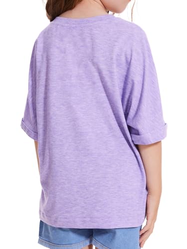 Girls Short Sleeve T Shirts Kids Fashion Oversized Drop Shoulder Tops Tshirts Casual Basic Tee2
