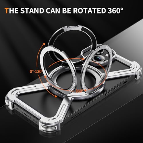 Coque iPhone 14 antichoc transparente argentée avec support rotatif IMEIKONST - 4