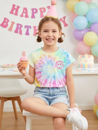 Image of YHHR Birthday Girl Shirt Tie Dye Girls Birthday Shirts 7-14 Year Kids Tops