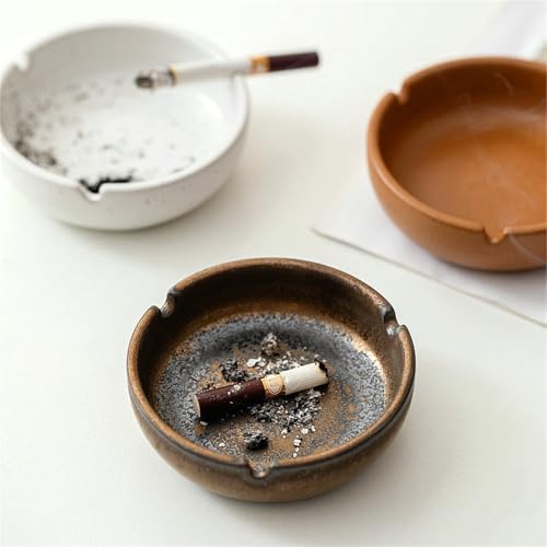 Cendrier en céramique noir petit format circulaire de salon - 5