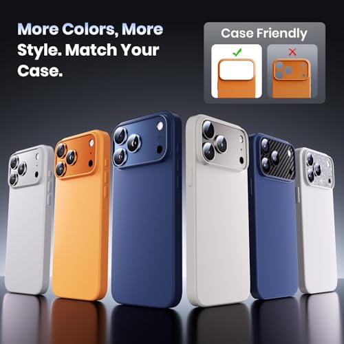 Image of PreCure for iPhone 17 Pro Camera Lens Protector - [12FT Shatterproof Military Grade] [Strong Adsorption] 9H+ Tempered Glass Full Camera Protective Cover | Case Friendly | Cosmic Orange