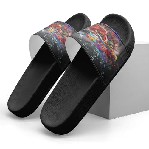 Skull Print Design Slippers Sandals for Women Men Casual Athletic Sandals Pool Shower Indoor Outdoor Slide Slippers3