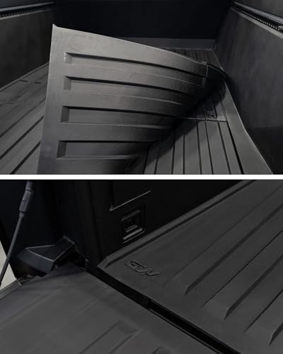 Image of 3W Truck Bed Mat for Tesla Cybertruck 2023 2024 2025, All Weather Protection Waterproof Car Bed Liner, Custom Fit TPE Pickup Rear Trunk Cargo Mat Tesla Accessories Mats, Black