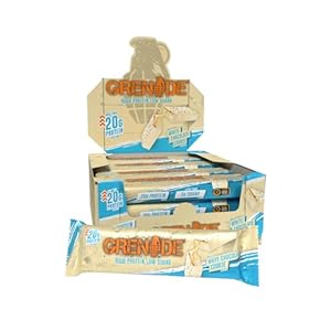 Grenade High Protein, Low Sugar Bar – White Chocolate Cookie, 12 x 60 g (Packaging May Vary)
