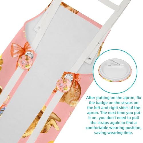 Tablier de serveuse aquarelle avec 4 broches pour le travail en restaurant