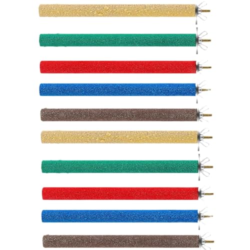 Image of 10 Pcs Parrot Perch Stand Bird Perch Stand Toy Colorful Paw Grinding Stick Cage Wooden Parakeet Perch Accessories for Cockatiels