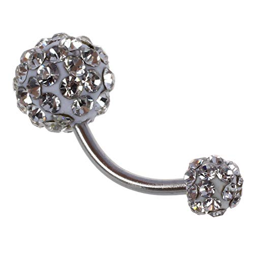 SODIAL(R) Anillo/Piercing de Ombligo Bling Diamante Cristal Bola Acero Inoxidable