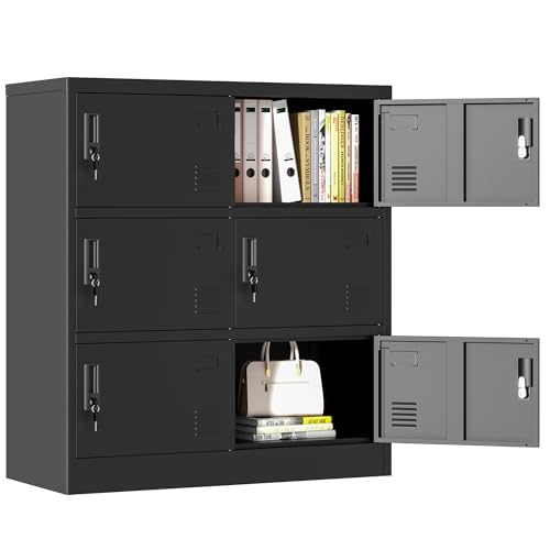OPTYMIRA Metal Lockers for Employees 6 Doors,Office Storage Locker, Employee Steel Locker Cabinet with Lock,Staff Locker with Keys Storage Cabinet for Gym Home Office School Garage,Assembly Required