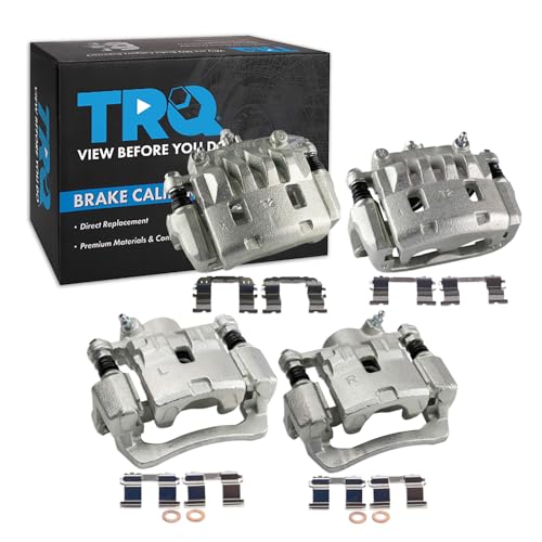 Image of TRQ Front and Rear Brake Caliper Set Zinc Coated Brackets Compatible with 2009-2010 Subaru Forester