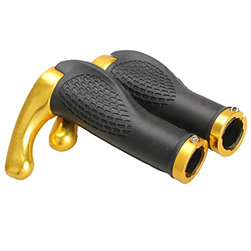 LIGHTER HOUSE Rubber Aluminum Alloy Bicycle Handlebar Grips Lock-on Bar Ends Bike Parts Cycling Accessories (Golden) (B071CKRLFL) Amazon Price History, Amazon Price Tracker