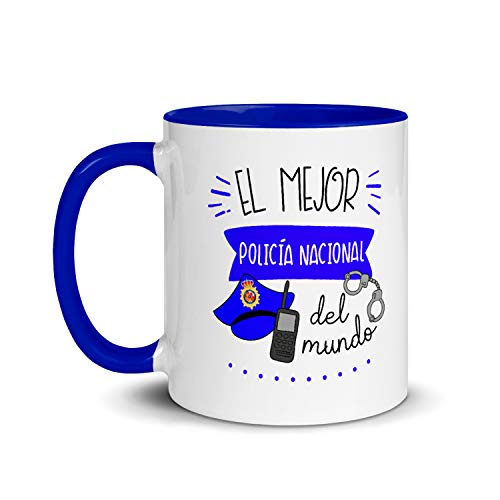 Kembilove Taza de Desayuno Personalizada El Mejor Policía Nacional del Mundo – Tazas...
