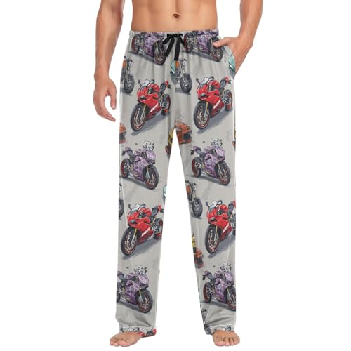 Red Blue Sportcar Pajama Pants Speed Racer Grunge Race Cars Men's Pajama Bottoms Lounge Sleepwear PJs Sleep Pants M3