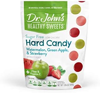 Dr. John's Healthy Sweets Sugar-Free Fruit Hard Candy: Strawberry, Watermelon, and Green Apple - with Xylitol (24 count, 3.84 OZ)