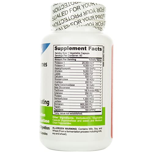 Drformulas Digestive Enzymes For Bloating Relief, Gas, Lactose Intolerance, Digestion Support With Lactase, Amylase, Lipase, Bromelain, Protease, 60 Capsules #TOP1