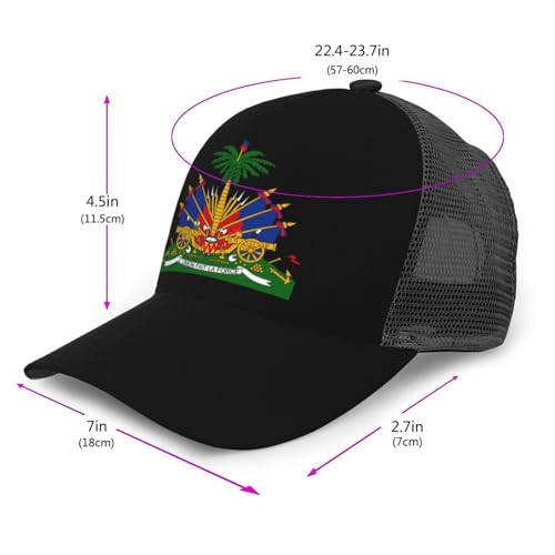 Coat of Arms of Haiti Mesh Baseball Cap - Classic Adjustable Peak Cap, Trucker Hat for Men & Women3