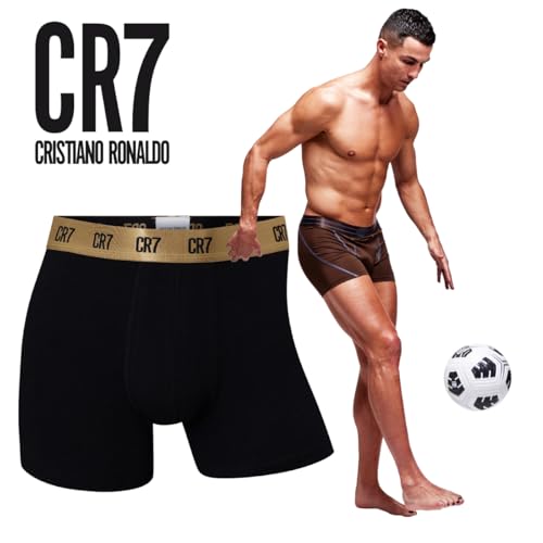 CR7 Underwear Cotton Blend Trunks (4 Pack) - Black/Gold, Cristiano Ronaldo Designed, Breathable Materials, Elastic Waistbands (US, Alpha, Large, Regular, Regular, Black/Gold)4