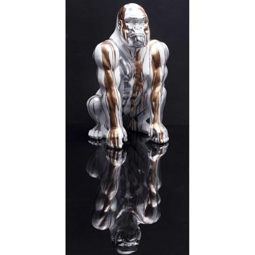 Statue gorille résine blanche argent 45cm objet décoratif salon unique HD0214 - 7