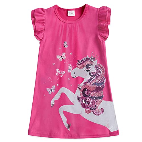 VIKITA Vestido para Niñas Manga Corta Algodón Princesa Casuales Bebe Niñas Sh4303 8T
