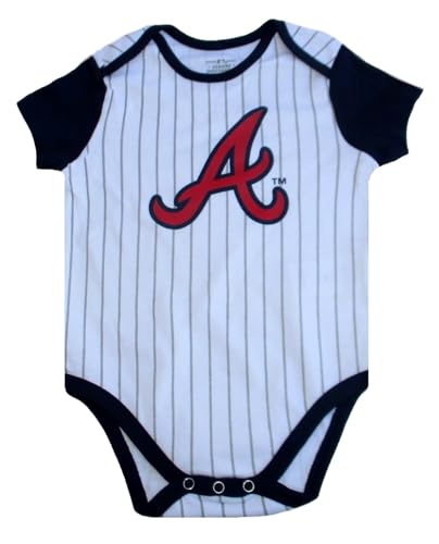 Image of VF Atlanta Braves Team Logo Infant Creeper Bodysuit - Team Colors (White, 18 Months, Atlanta Braves)