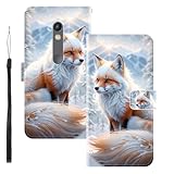 WUACYEAMING für Motorola Moto X Play Hülle Premium PU Leder Flip Klappbare Stoßfeste Magnetische Schutzhülle Tasche mit Kartenfach Geld Slot Ständer Fuchs