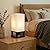 Brightech Maxwell Bedside Lamp with USB Port – Compact Table Lamp for Bedroom, Living Room - Modern Asian Nightstand Lamp with Wood Frame - LED Bulb, Soft Light - Black