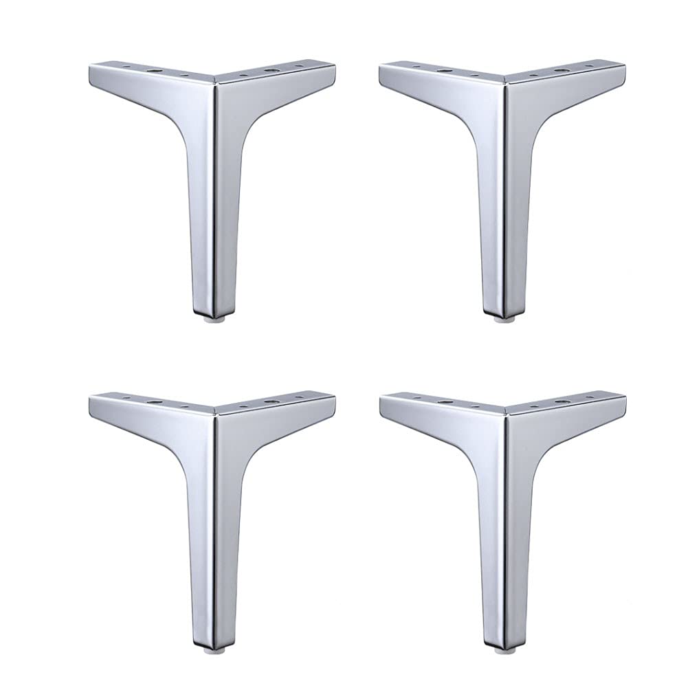4 Pezzi Piedini Mobili Triangolari Metallo, Piedini Divano,Gambe Mobili Dorati,Piedini Per Armadio Sostituzione,Con Viti,Utilizzato Per Armadi,Divani,Sedie E Altri Mobili(Color:Silver,Size:17cm)