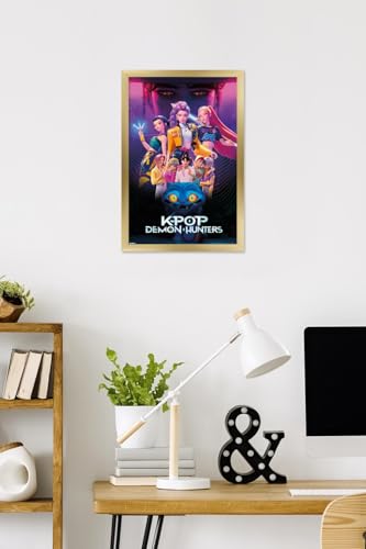 Image of Netflix KPop Demon Hunters (2025) - Group Wall Poster, 22.4L inch x 14.7W inch, Gold Framed Version