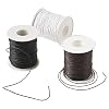 Craftdady 3 Rolls of 1mm Waxed Cotton Cord 300 Yards Beading Thread String for Jewelry Making Crafting (Black/White/Coconutbrown)