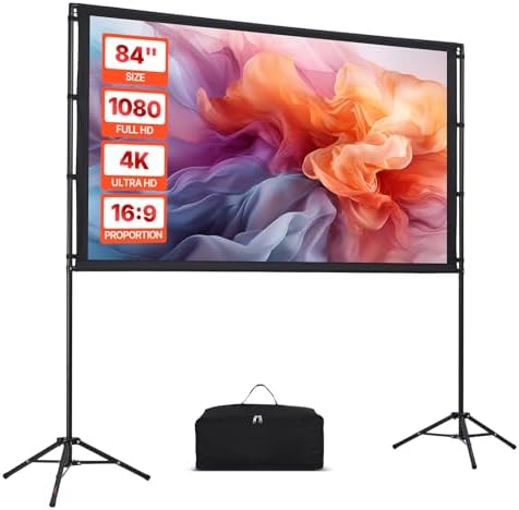 VEVOR Projector Screen with 2 Tripods, 84" Portable Anti-Wrinkle ...