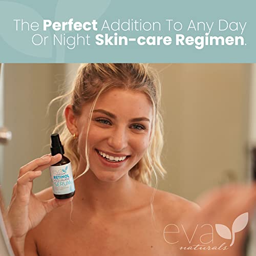 Eva Naturals Anti-Aging 1% Retinol Serum For Face - Granactive Retinoid With Squalane Dark Spots, Fine Lines & Wrinkles - Collagen Boosting Moisturizer - Pure Retinol Night Serum For Face, 2 Fl Oz (Pack Of 1) #TOP2
