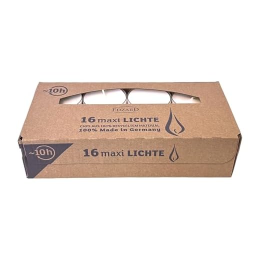 EDZARD Wenzel Maxilights Maxi värmeljus, vit, transparent plastfodral, diameter 54 mm, förpackning med 16