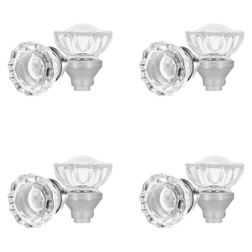 Image of 4 Pack Interior Door Knob in Satin Nickel, Crystal Doorknobs for Mortise Lock Function with Spindle in Satin Nickel Finish