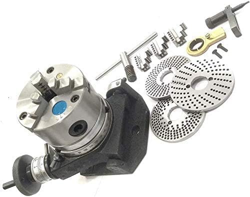 4" Inch/ 100 mm Tilting Rotary Table 4 slots with MT2 Bore-Milling,Engineering Tools (WITH 3 JAW CHUCK & DIVIDING PLATE)