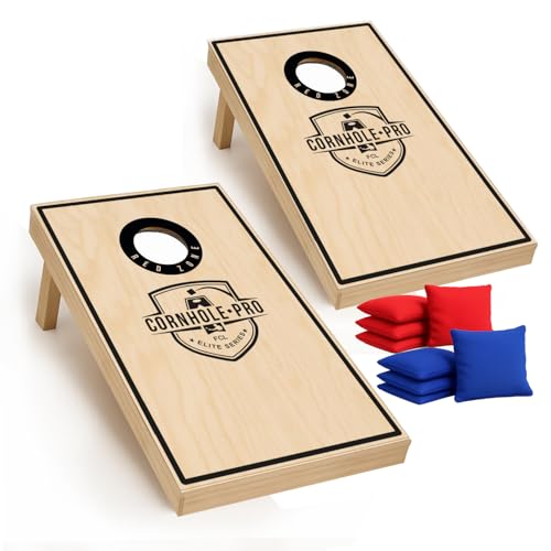 Offizielles Cornhole Spiel aus Holz – 90×60 cm – Premium Holzbretter – Komplettes Set mit 2 Boards + 8 Säckchen – Robustes Wurfspiel für draußen, Garten, Strand & Events – Original Corner