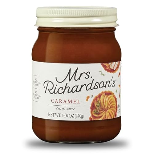 Mrs. Richardson Premium Caramel Topping 3 pack Rich & Creamy Perfect for Ice Cream, Brownies, and More – 16 oz Jar