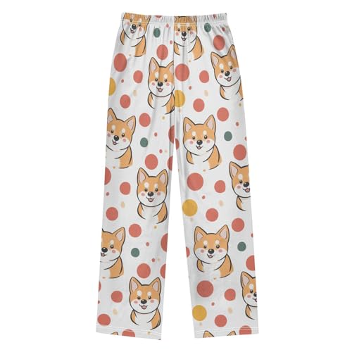 Dog and Circle Boys Pants Boys Athletic Pants Long Pant for Boywith Pockets Wide-Leg Size 6-14Y2
