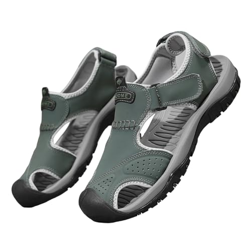 Men's Leather Fisherman Sandals Closed Toe Adjustable Strap Outdoor Walking Beach Athletic Casual Summer Shoes