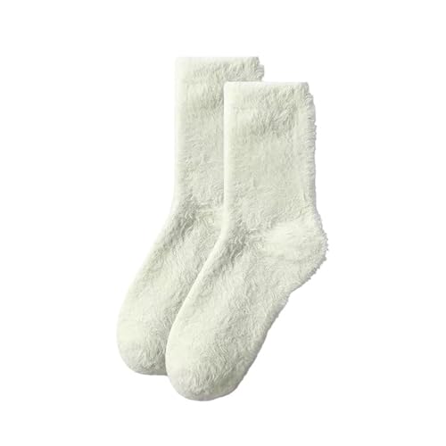 HUBGFEQ Fleece Super Soft Socks Solid Winter Warm Thicken Coral Plush Sock Thermal Snow Home Sleep Floor Sox-Matcha Green 1Pair-One Size
